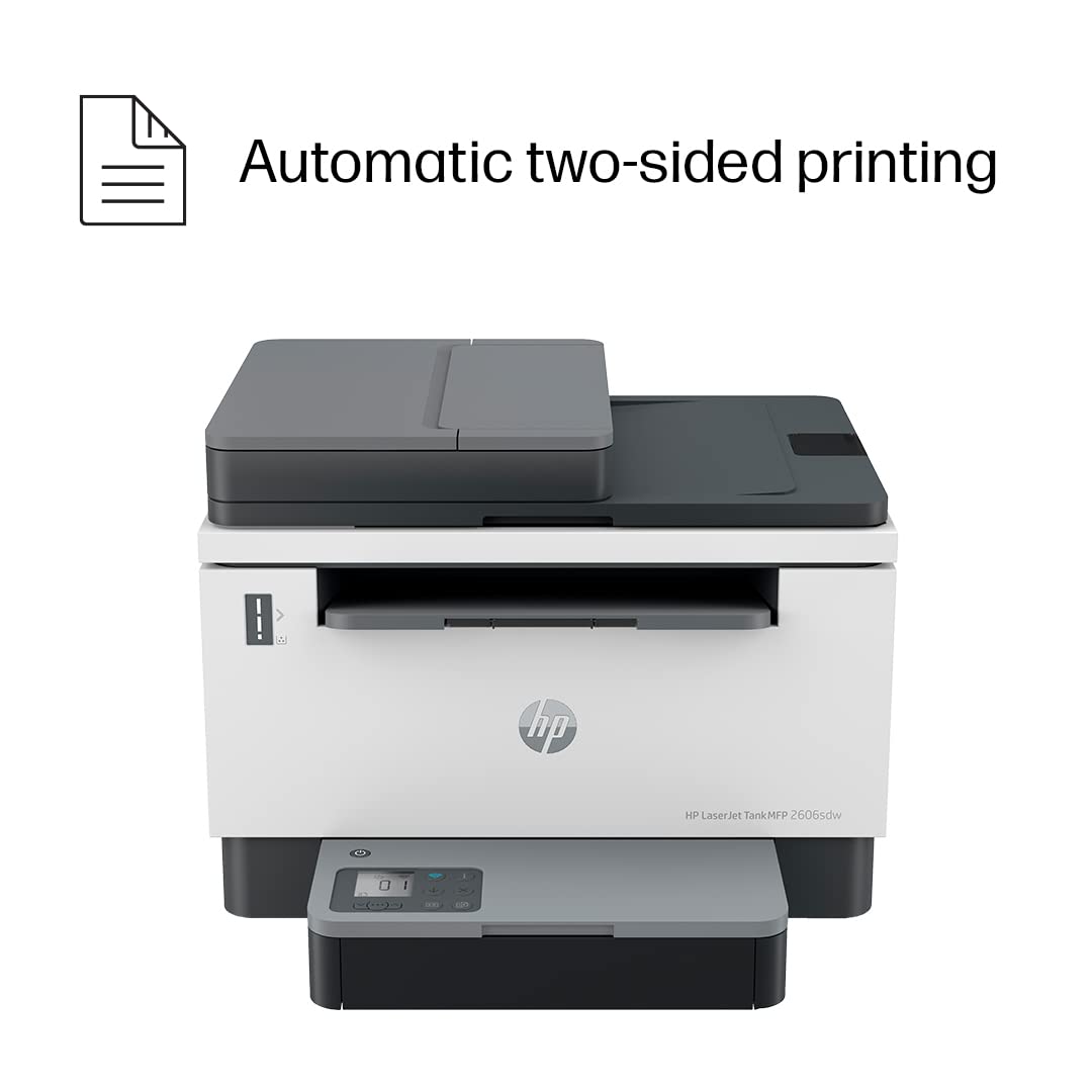 HP Laserjet Tank 2606sdw Duplex Printer with ADF Print+Copy+Scan, Lowest Cost/Page - B&W Prints, Easy 15 Sec Toner Refill, Dual Band Wi-Fi, Smart Guided Buttons, Best for Business