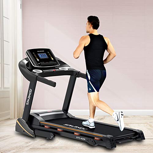 Sparnod Fitness STC-4250 (2 HP Continuous AC Motor) Semi-Commercial Treadmill (Free Installation Service) - Automatic Motorized Walking & Running Machine - with 8 Point Shock Absorption System